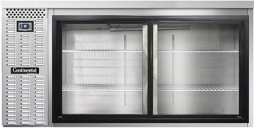 BBC69-SS-SGD Two Section Sliding Glass Door Refrigerated Back Bar Cooler, 69" W x 34-3/4"H, Stainless Steel Exterior