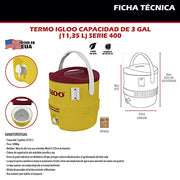 Igloo Red / 3 Gallon | 15" (L) x 13" (W) x 14.75" (H) / Industrial Coolers