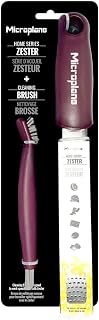 Microplane Home Series Zester & Cleaning Brush - Stainless Steel Citrus, Cheese, Ginger, Chocolate, Nutmeg Grater - Soft-Touch Handle - Made in USA - Plum Rose