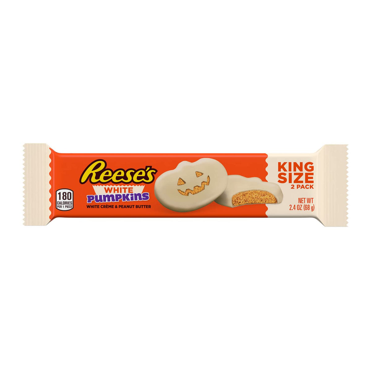 White Creme Peanut Butter King Size Individually Wrapped Pumpkins Candy by Reese's – 2.4 Ounces