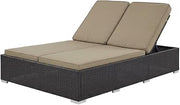 Brown Double Outdoor Patio Chaise Lounge with 14-Inch Height, 78.5-Inch Depth, Sturdy Construction, Comfort and Relaxation