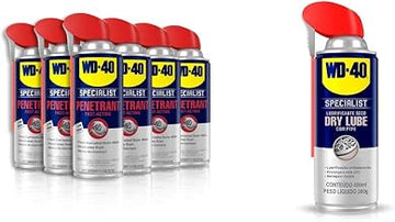 WD-40 Specialist Penetrant with Smart Straw Sprays 2 Ways, 11 OZ [6-Pack] & Specialist Dry Lube with Smart Straw Sprays 2 Ways, 10 OZ