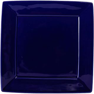 Tuxton China BCH-1016 Plate, 10-1/8", Square, Wide Rim, Microwave and Dishwasher Safe, Oven Proof, Fully Vitrified, Ceramic, DuraTux, Cobalt, Pack of 12