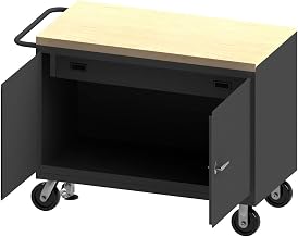 Durham 3413-MT-FL-95 Mobile Bench Cabinet, Maple, Floor Lock