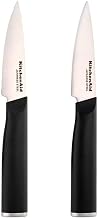 KitchenAid Classic Paring Knife Set, Japanese Steel, Includes 3.5-Inch Serrated and Straight-Edge Knives with Custom-FIt Blade Covers, 2 Piece, Black Handles