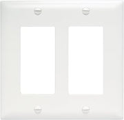 Legrand Pass & Seymour TP262W Trademaster Mid-Size Unbreakable Nylon Wall Plate, 2 Gang, Two Decorator Rocker GFCI Cover, White (1 Count)
