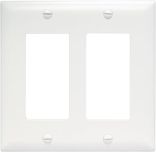 Legrand Pass & Seymour TP262W Trademaster Mid-Size Unbreakable Nylon Wall Plate, 2 Gang, Two Decorator Rocker GFCI Cover, White (1 Count)
