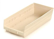 Plastic Nesting Storage Bin, 6-5/8"W X 17-7/8" D X 4" H, Beige - Lot of 12