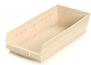 Plastic Nesting Storage Bin, 6-5/8"W X 17-7/8" D X 4" H, Beige - Lot of 12