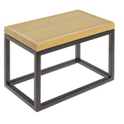 Black Display Riser with Butcher Block Top - 7" H by HUBERT – 10.5" x 6.4" x 7", Black, Model 73114+18765