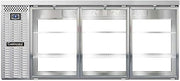 BBC79-SS-GD-PT Three Section Glass Door Refrigerated Pass-Thru Back Bar Cooler, 79" W x 34-3/4"H, Stainless Steel Exterior
