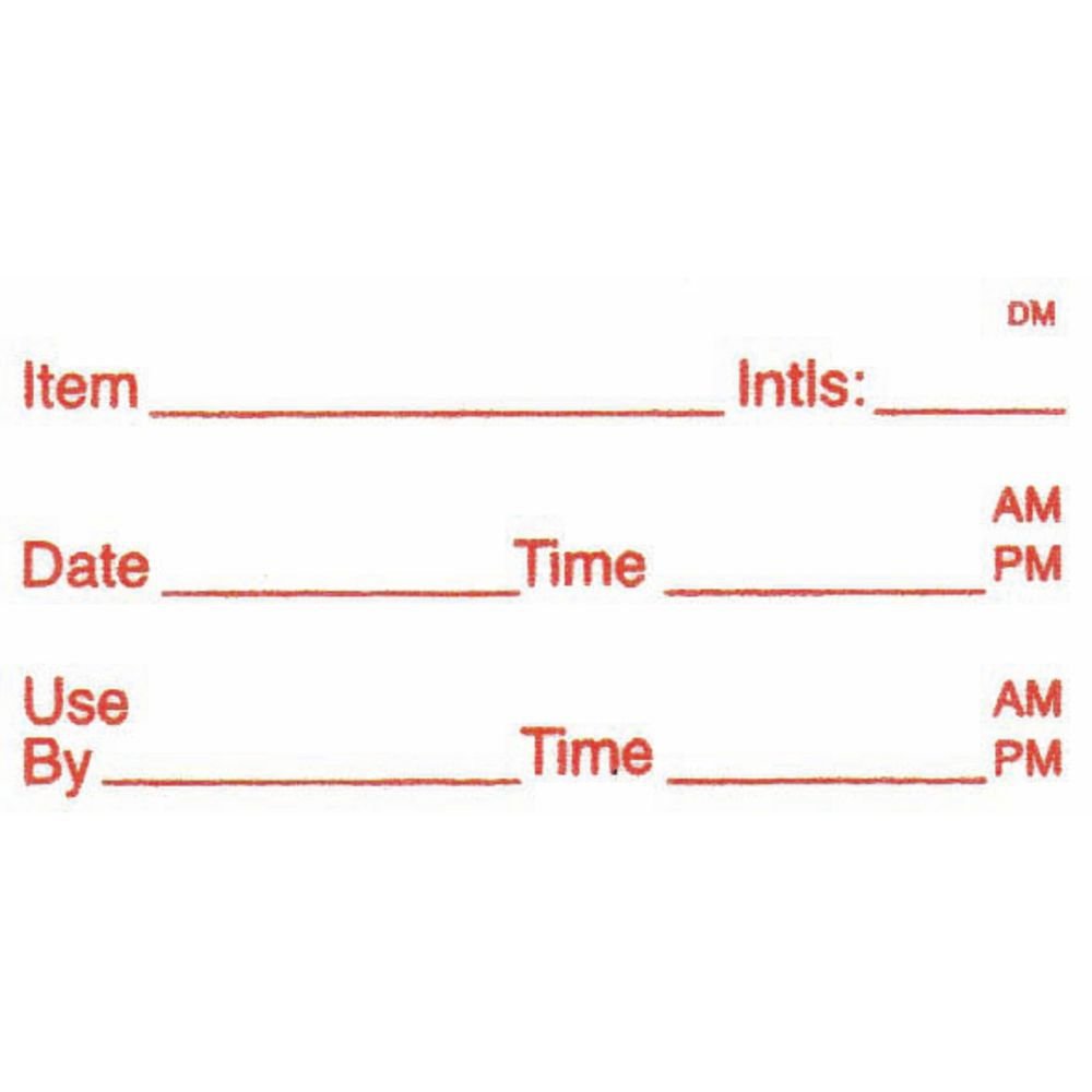 White Dissolvable Use by Labels Red Imprint - 2" L x 1" H by HUBERT – Paper, White, Pack of 500, Model 10468