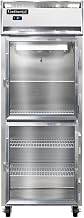 1FES-GD-HD Extra Wide Shallow Depth Single Section Reach In Glass Door Freezer, 28-1/2"W, With Half Height Doors