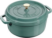 STAUB La Cocotte Round Z1025-323 Pico Cocotte Round Eucalyptus 9.4 inches (24 cm) Large, Two-Handed Casting, Enameled Pot, Induction Compatible