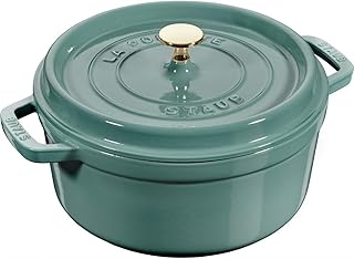 STAUB La Cocotte Round Z1025-323 Pico Cocotte Round Eucalyptus 9.4 inches (24 cm) Large, Two-Handed Casting, Enameled Pot, Induction Compatible