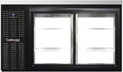 BBC59-SGD-PT Two Section Sliding Glass Door Refrigerated Pass-Thru Back Bar Cooler, 59" W x 34-3/4"H, Black Exterior