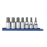 7 Pc. 1/2" Drive Hex Bit Metric Socket Set by GearWrench – One Size, Alloy Steel with S2 Steel Bit, Full Polish Chrome Holder With Black Oxide Bit, Model 80720