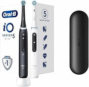 iO Series 5 Electric Toothbrush, Set of 2 PCs, Connect to Oral-B Mobile App, with iO Magnetic Technology, 2 Tips, Travel Case, White and Black