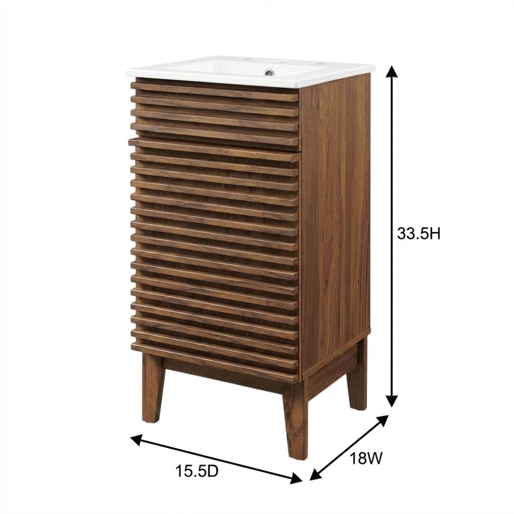 Walnut White Bathroom Vanity Cabinet by Furnifact – Ceramic, Walnut White