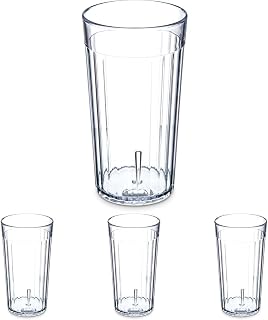 Carlisle FoodService Products Bistro Tumbler Plastic Tumbler for Restaurants, Catering, Kitchens, Plastic, 12.3 Ounces, Clear (Pack of 4)