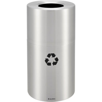 Indoor Round Recycling Can with Open Top by Global Industrial – 35.0 gallons, Aluminum, Silver, Model 240718R
