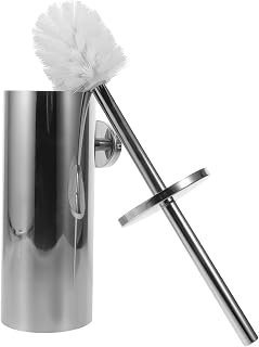 Kichvoe Stainless Steel Toilet Scrubber Brush Set with Wall Mount Kit, Long Handle and Splash Protection for Deep Cleaning in Bathroom, Space Saving Design with Modern Elegant Look