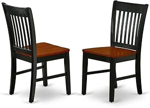 Furnifact Wooden Dining Chair with Ladder Back, Wood Kitchen Chair for Dining Room Table Set, Farmhouse Dining Chairs Set, Black & Cherry, Set of 2