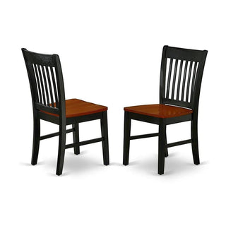Wooden Dining Chair with Ladder Back by Furnifact – Wood, Black & Cherry, Pack of 2