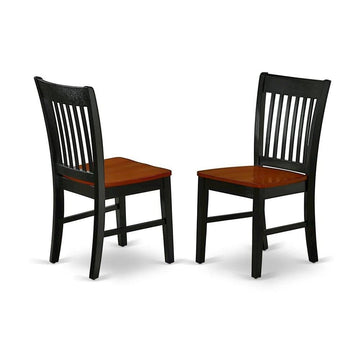 Wooden Dining Chair with Ladder Back by Furnifact – Wood, Black & Cherry, Pack of 2