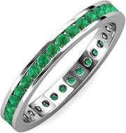 Emerald 2mm Channel Set Eternity Band 0.59 ctw-0.70 ctw 14K White Gold