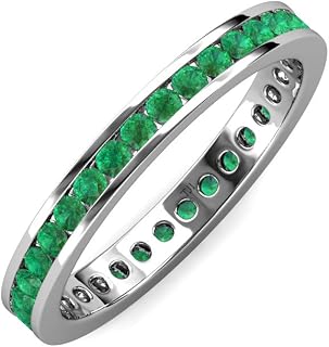 Emerald 2mm Channel Set Eternity Band 0.59 ctw-0.70 ctw 14K White Gold