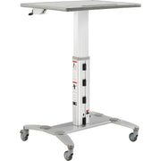 Sit-Stand Mobile Desk with Tablet Slot by Global Industrial – Steel, Silver / Gray, Model GL-WF-600-800