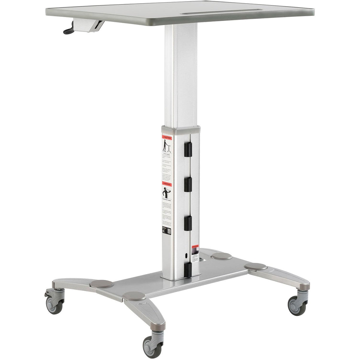 Sit-Stand Mobile Desk with Tablet Slot by Global Industrial – Steel, Silver / Gray, Model GL-WF-600-800