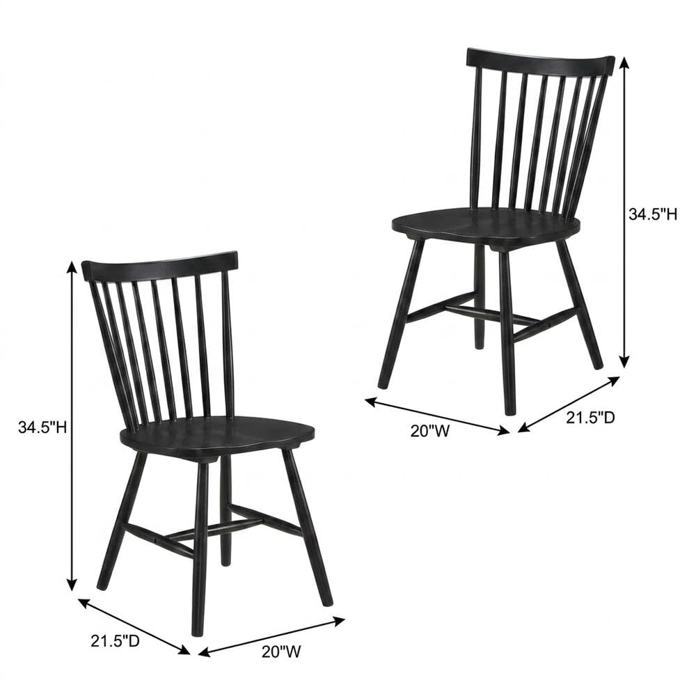 Wooden Windsor Dining Side Chair Set of by Furnifact – Wood, Black, Pack of 2