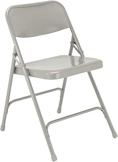 National Public Seating National Public Seat Home Office Decorative Premium All-Steel Folding Chair Grey - 4 Pack