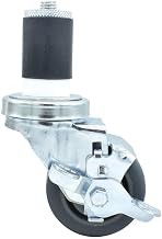 BK Resources 3" Gray Rubber 1-1/2" Expanding Stem Swivel Caster for Work Tables with Top Lock Brake, NSF, 250lb Capacity Per Wheel