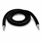 Black Velour Stanchion Rope 8 ft with Silver Ends by Glownary – Velour, Black, Model 164bks8