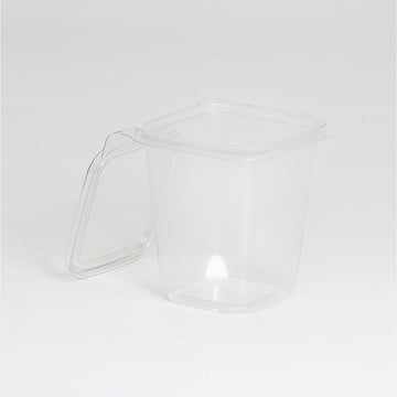 Inline Plastics Safe-T-Fresh Tamper Evident Plastic Container with Hinged Lid, 32 oz, 4.75" x 5" x 5", Clear | 240/Case