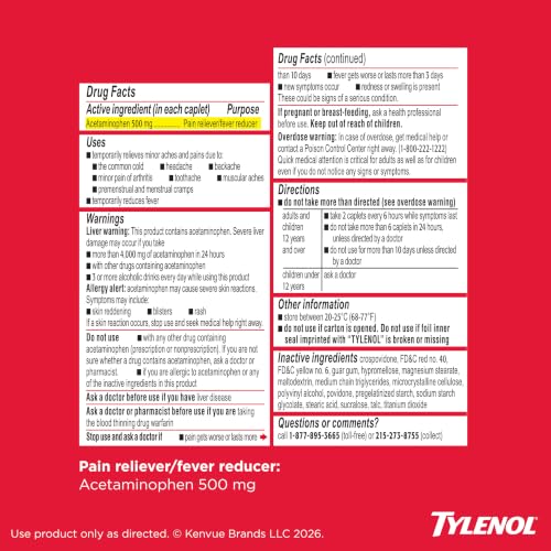 Tylenol 50 Count / Red / 50 Acetaminophen