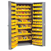 Bin Cabinet with 40 Inner & 96 Door Yellow Bins by Global Industrial – 16 Gauge Steel, Yellow, Model 603401YL