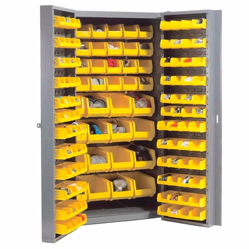 Bin Cabinet with 40 Inner & 96 Door Yellow Bins by Global Industrial – 16 Gauge Steel, Yellow, Model 603401YL