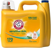 Arm & Hammer Sensitive Skin Plus Fresh Scent Liquid Laundry Detergent | Dermatologist Tested Formula, Hypoallergenic and Dye Free, 170 Loads, 170 fl oz