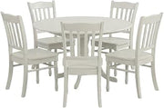 Furnifact Solid Wood Round Dining Table 5 Piece Set with Drop-Leaf, Small Kitchen Table and Chairs for Breakfast Nook, Linen White