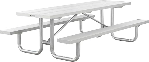 Global Industrial 8'L Heavy-Duty Outdoor Picnic Table, Anodized Aluminum