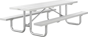 Global Industrial 8'L Heavy-Duty Outdoor Picnic Table, Anodized Aluminum
