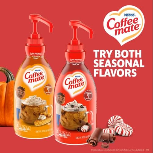 Coffee Mate Pumpkin Spice, Peppermint Mocha, Crème Brûlée / 50.7 Fl Oz (Pack of 3) / 3 Plant-Based Coffee Creamers