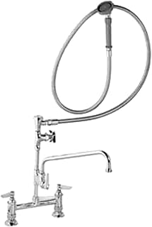 T&S Brass B-0177 Spray Assembly 8-Inch Deck Mount Base 12-Inch Add-On Faucet Angled Sprayer Vb and B-0080-H Hose