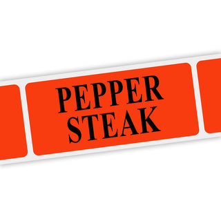 Specialty Printing Pepper Steak Grabber Label Dayglo Red with Black Print by Phipps Label – Paper, Dayglo Red With Black Print, Pack of 1000, Model 80422