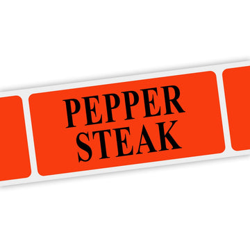 Specialty Printing Pepper Steak Grabber Label Dayglo Red with Black Print by Phipps Label – Paper, Dayglo Red With Black Print, Pack of 1000, Model 80422