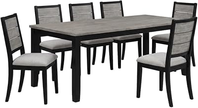Furnifact Wood Farmhouse Dining Table Set 7-Piece with Extension Leaf, Kitchen Table and Chairs for Dining Room, Black
